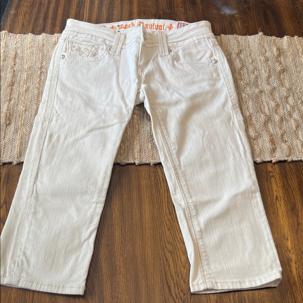Rock Revival Cream Ankle & Cropped Jeans